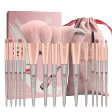 Pinselset Makeup HEYMKGO 15Pcs Synthetische Borsten Grüne Farbe Konischer Griff Make up Pinsel Set Schminkpinsel Gesicht Auge Lidschatten Mit Tragbarer Kordelzug Flanell Tasche (Rosa)