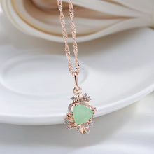 Trend Crystal Flower Pendant Necklace for Women 585 Rose Gold Color Green Natural Zircon Accessories Fine Daily Jewelry