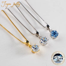 Joycejelly 1 CT Real Moissanite Pendant Necklace for Women Royal Blue Color Moissanite 925 Sterling Silver Wedding Fine Jewelry