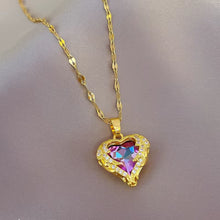 Trendy Rhinestone Pendant Heart Necklaces for Women 2022 Plated Silver 18K Gold Titanium Stainless Steel Jewelry Clavicle Chain