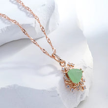 Trend Crystal Flower Pendant Necklace for Women 585 Rose Gold Color Green Natural Zircon Accessories Fine Daily Jewelry