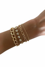 White Stone Bracelet Set Four Piece Layered Adjustable Elegant Fashion Jewelry Gift for Her