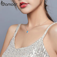 Deep Blue Heart Necklace for Women 925 Sterling Plated Platinum Translucent Opal Luxury Brand Jewelry 2020 Mode SCN413