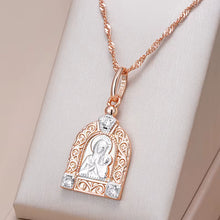Luxury Virgin Mary Pendant Necklace for Women Men 585 Rose Gold Color Natural Zircon Jesus Charm Daily Fine Jewelry Gifts