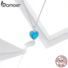 Deep Blue Heart Necklace for Women 925 Sterling Plated Platinum Translucent Opal Luxury Brand Jewelry 2020 Mode SCN413