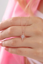925 Sterling Silver North Star Necklace with Zircon Stones Rose Gold Plated