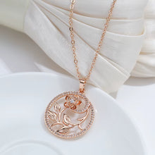 Hot 585 Rose Gold Hollow Flowers Necklace for Women Fashion Natural Zircon Wedding Party Daily Ethnic Jewelry 2023 New