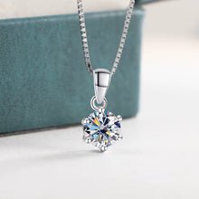 Joycejelly 1 CT Real Moissanite Pendant Necklace for Women Royal Blue Color Moissanite 925 Sterling Silver Wedding Fine Jewelry