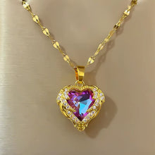 Trendy Rhinestone Pendant Heart Necklaces for Women 2022 Plated Silver 18K Gold Titanium Stainless Steel Jewelry Clavicle Chain