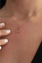 925 Sterling Silver Rose Gold Plated Heart Solitaire Necklace with White Zircon Stone