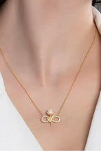 925 Sterling Silver Gold Plated White Rose Infinity Necklace with Zircon Stone