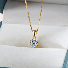 Joycejelly 1 CT Real Moissanite Pendant Necklace for Women Royal Blue Color Moissanite 925 Sterling Silver Wedding Fine Jewelry