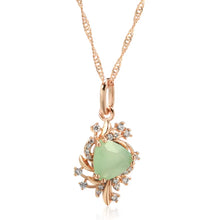 Trend Crystal Flower Pendant Necklace for Women 585 Rose Gold Color Green Natural Zircon Accessories Fine Daily Jewelry