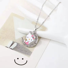 New Sanrio Hello Kitty Anime Alloy Cute Kawaii Creative Moon Style Kitten Necklace Cartoon Simple Children Pendant Holiday Gift