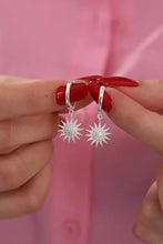 Silver Plated Sun Earrings with White Zircon Stone